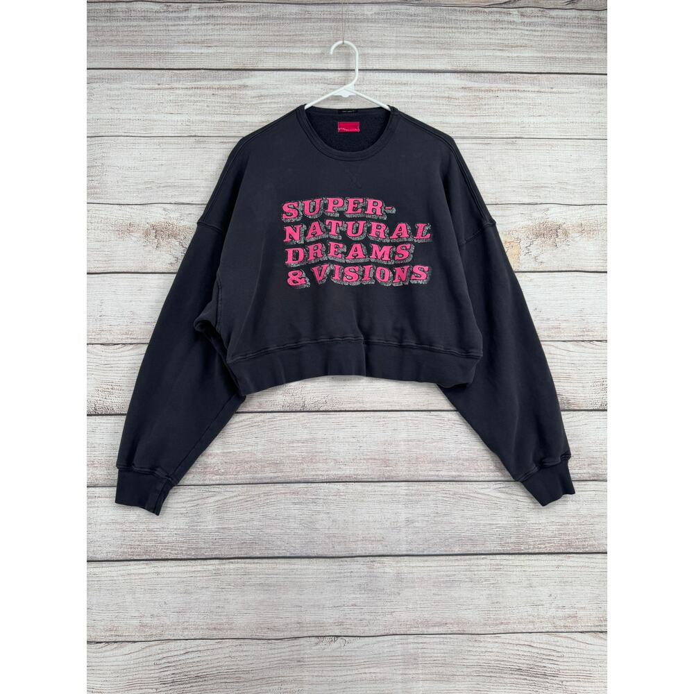 Mother Denim Don't Sweat It Oversized Crop‎ Sweatshirt Womens Small Gray Terry